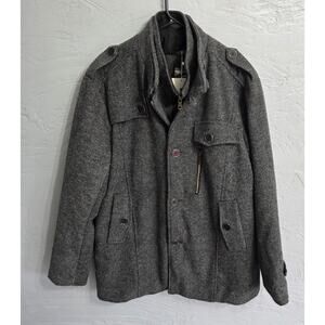 Want Do Wool Blend Jacket Stand Collar Windproof Pea Coat Men's Size XL